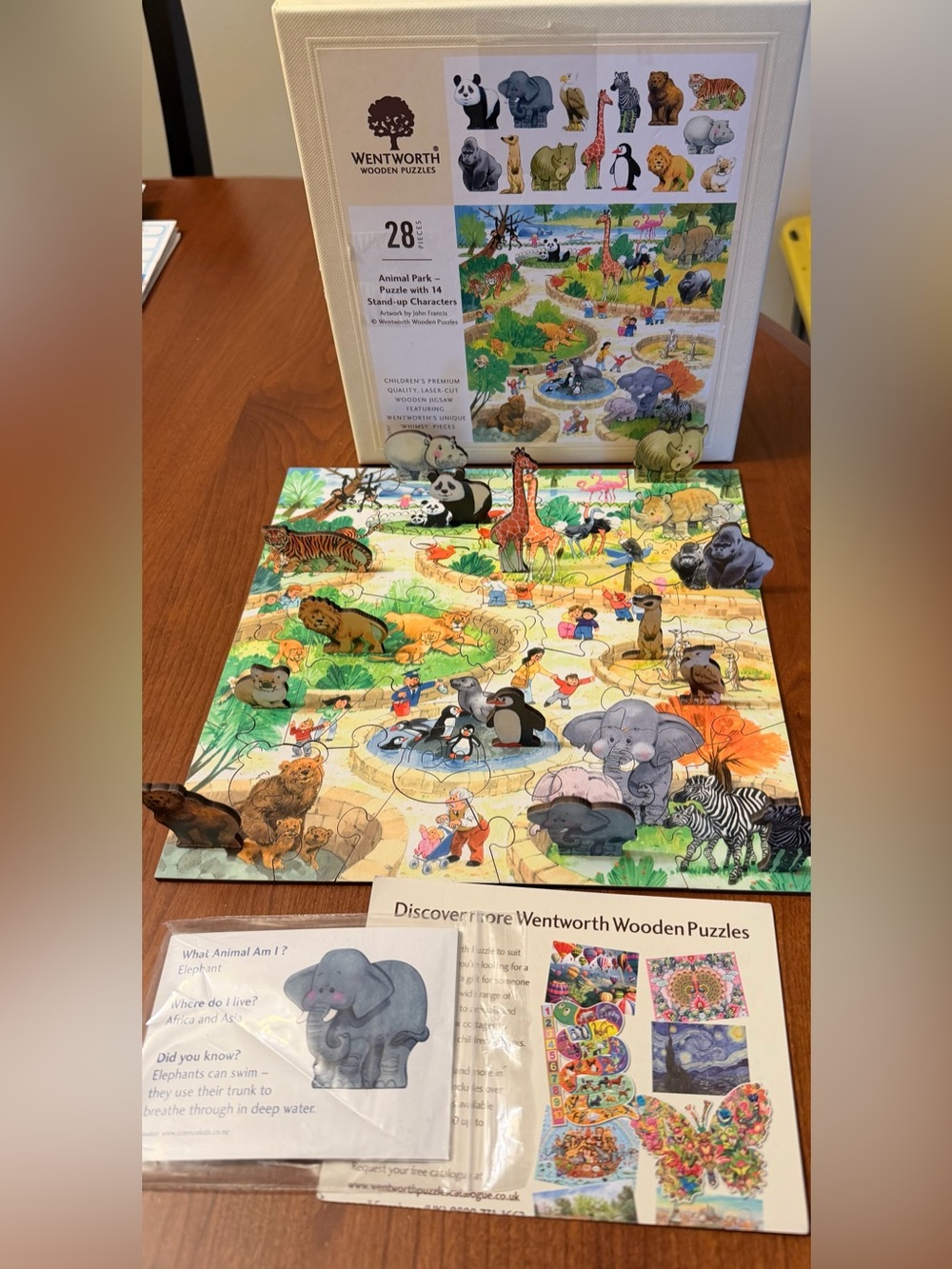 Wentworth Wooden Jigsaw Puzzle 28 Piece Animal Park Stand Up Characters